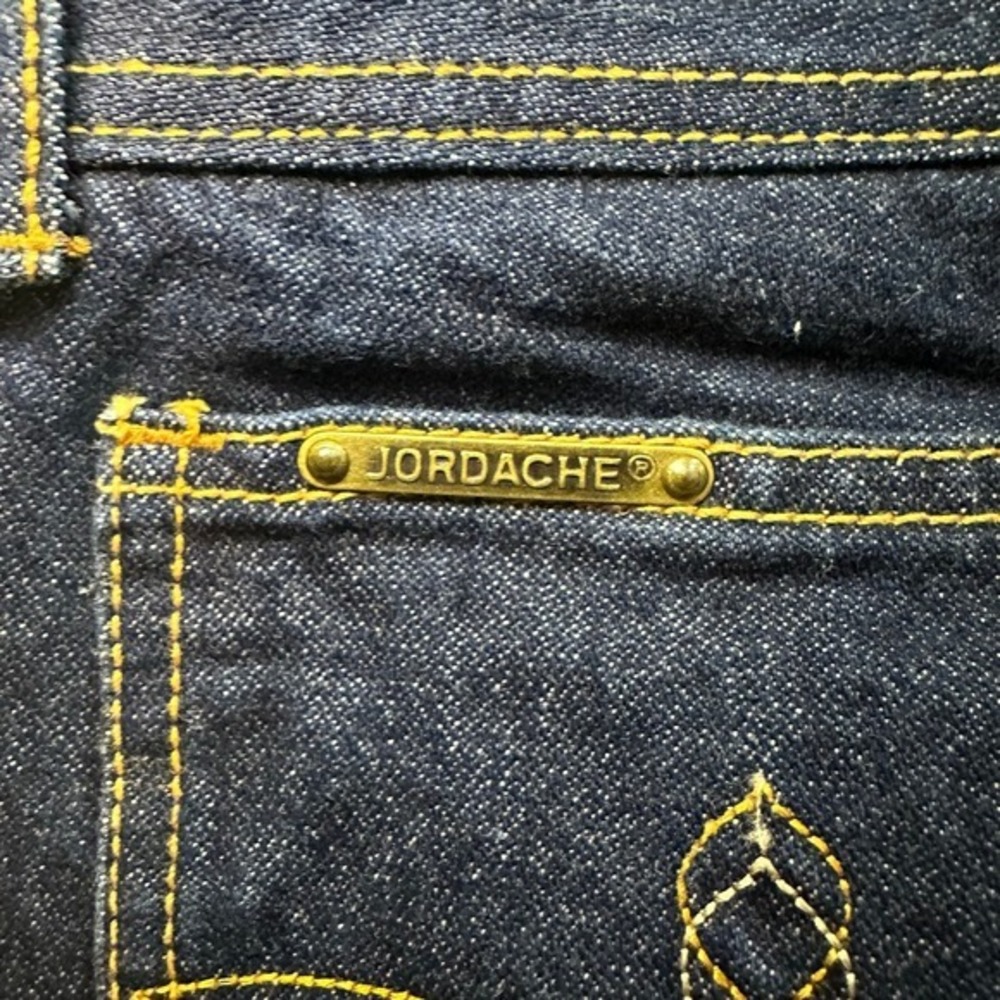 Vintage Jordache J9 Jeans Size 32L *27x26.5 Dark Wash Straight Leg Raw Hem 80s - Picture 9 of 17
